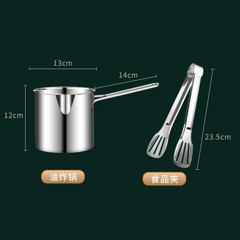 Stainless Steel Deep Fryer Frying Pot With Strainer 12ml Capacity