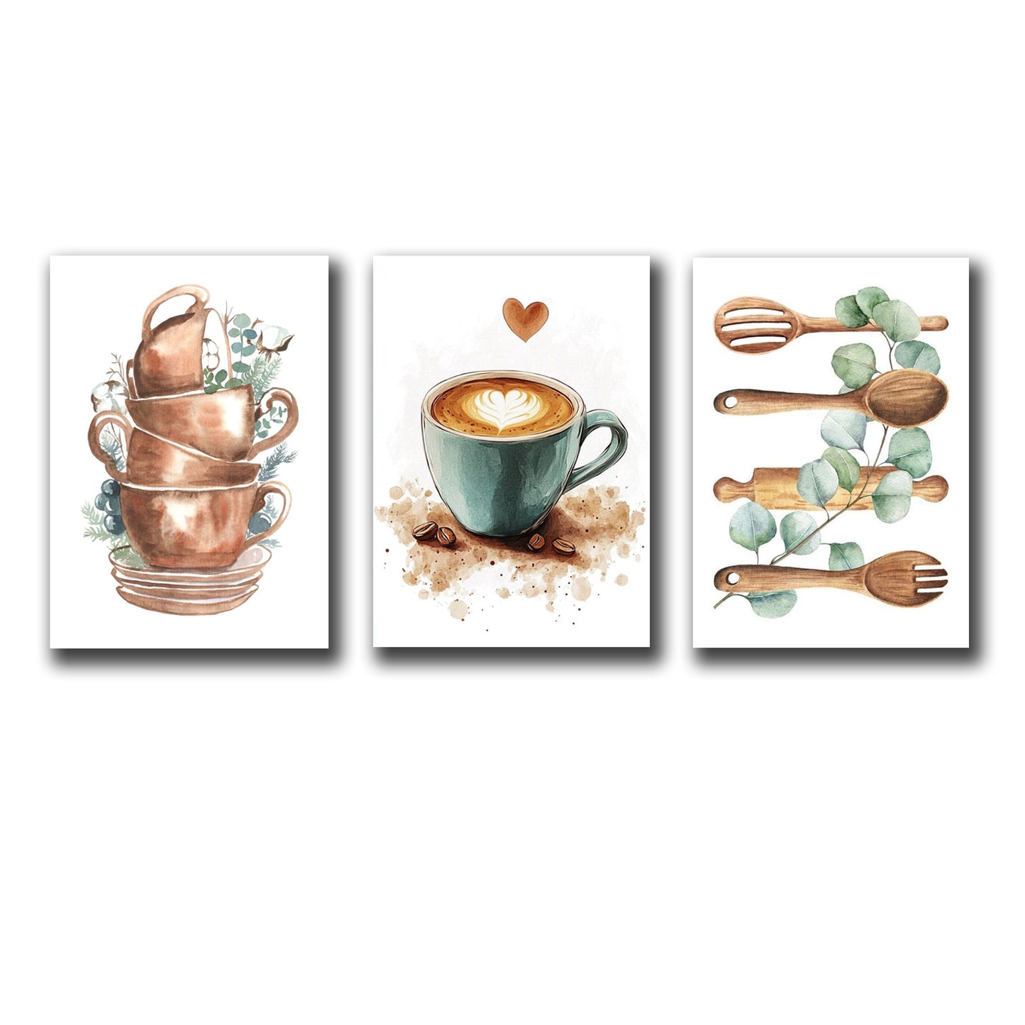 Set of 3 Wall Art Sticky Wooden