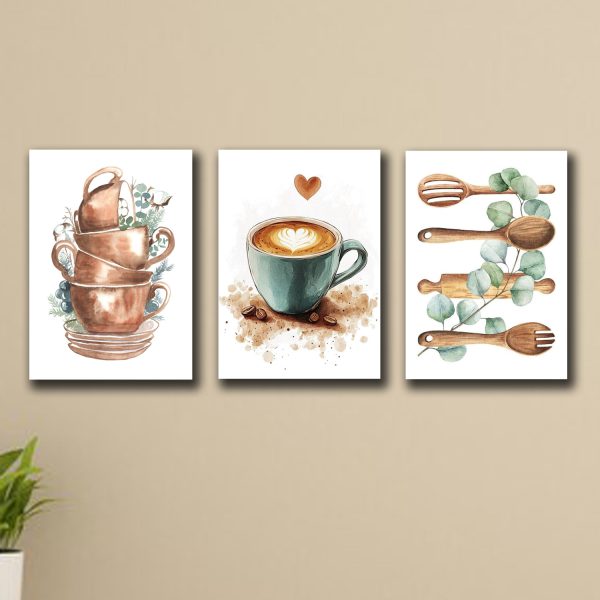 Set of 3 Wall Art Sticky Wooden